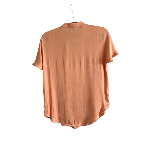 RESET Women's Small Orange Short Sleeve V-Neck Lightweight Slip On Blouse - Picture 9 of 15